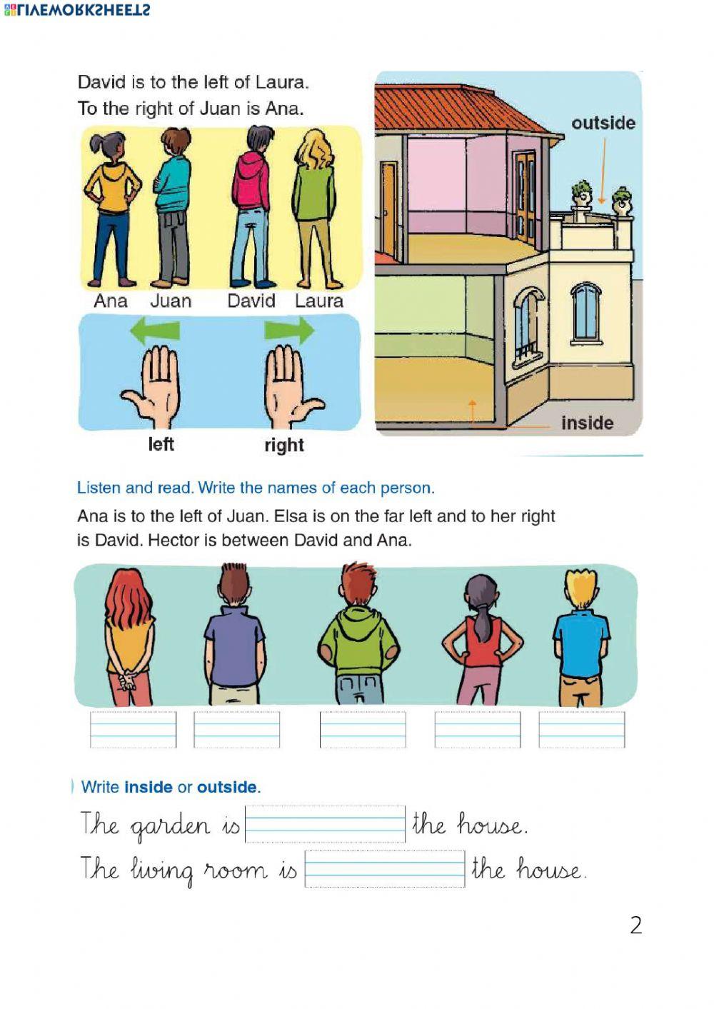 Up, down, left, right, inside, outside