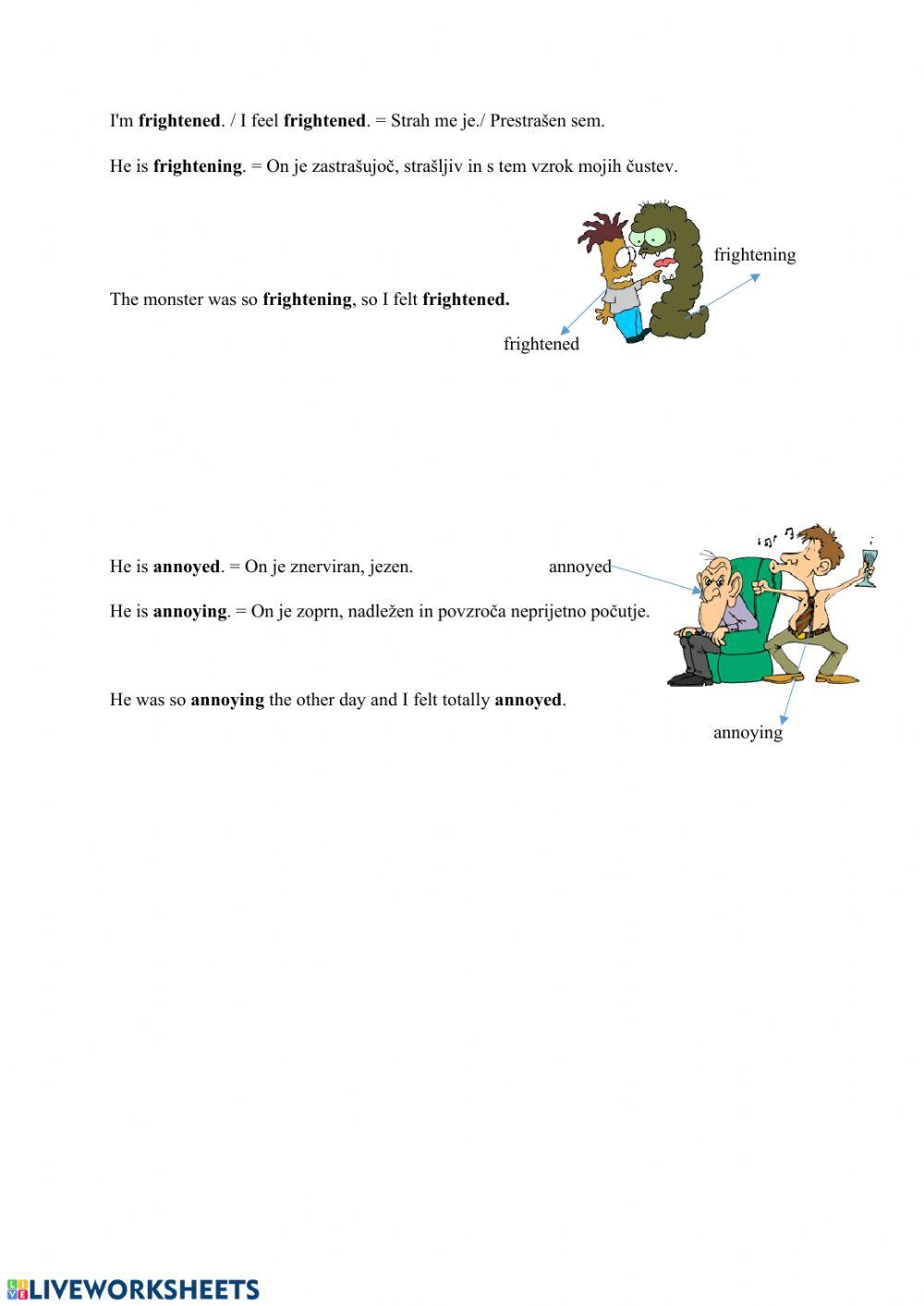 Adjectives ending on -ed and -ing