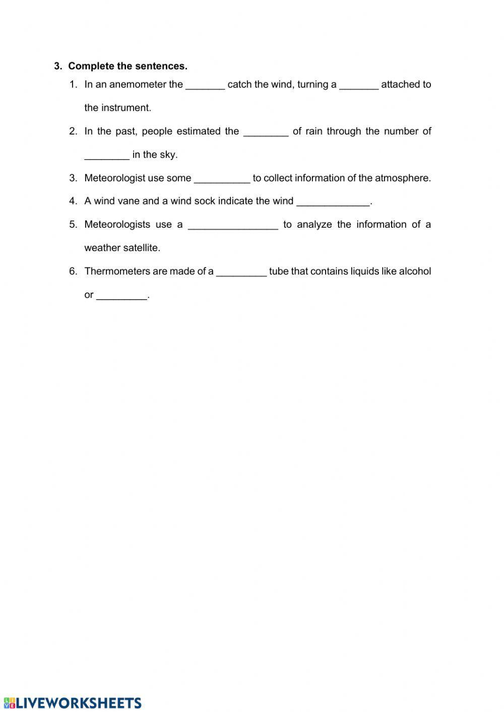 Weather instruments reading
