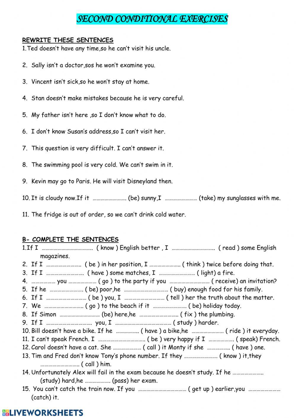 5462922 Second Conditional Exercises Ozlem Saglam 5462922 Second Conditional Exercises Ozlem Saglam