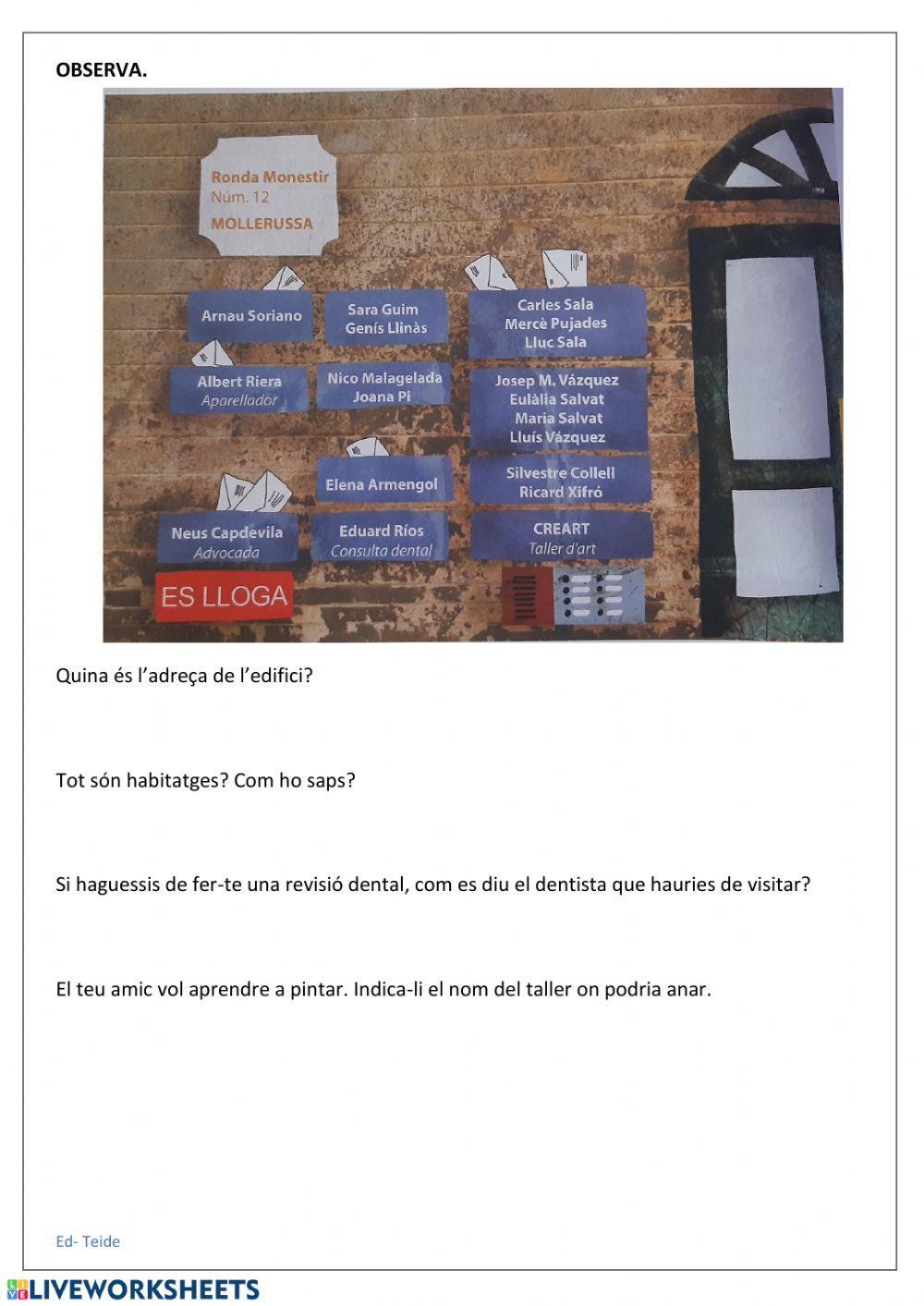 Compresió Lectora adreces