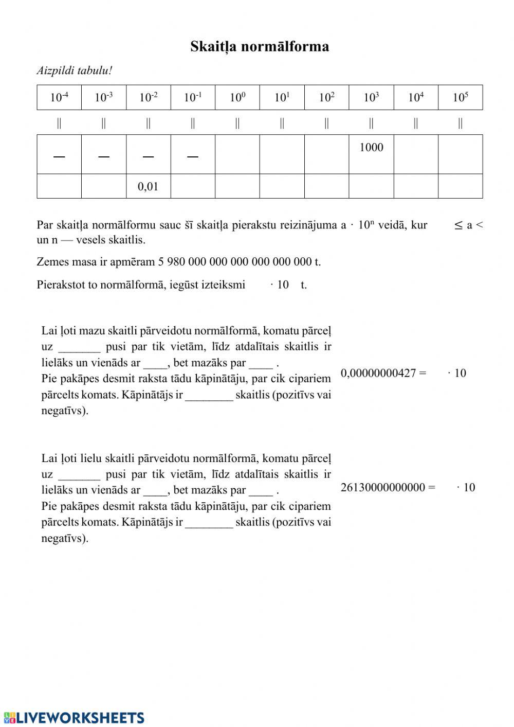 Skaitļa normālforma