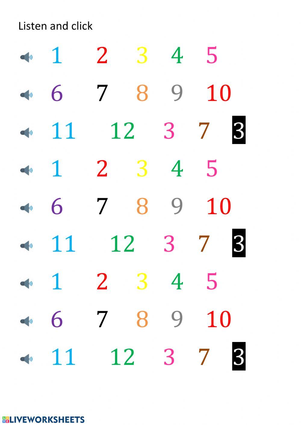 Numbers(1-12) 2.