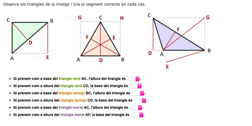Traçar base i altura d'un triangle