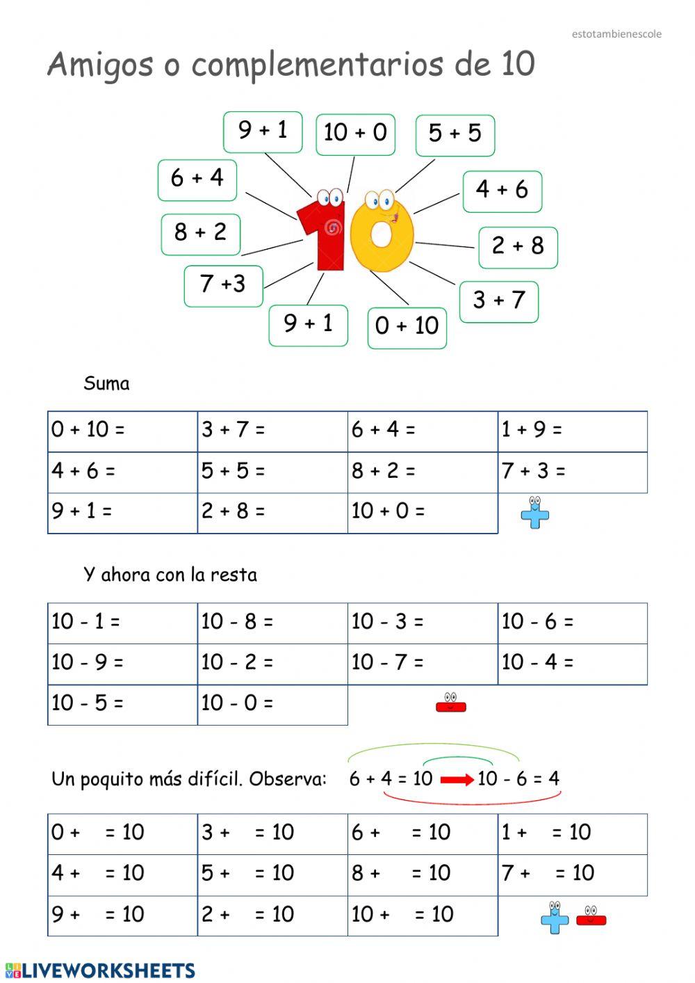 Complementarios de 10