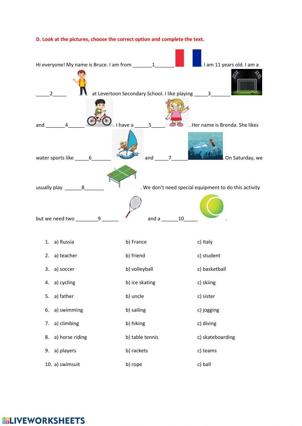 5th Grade - Unit 8 -Worksheet