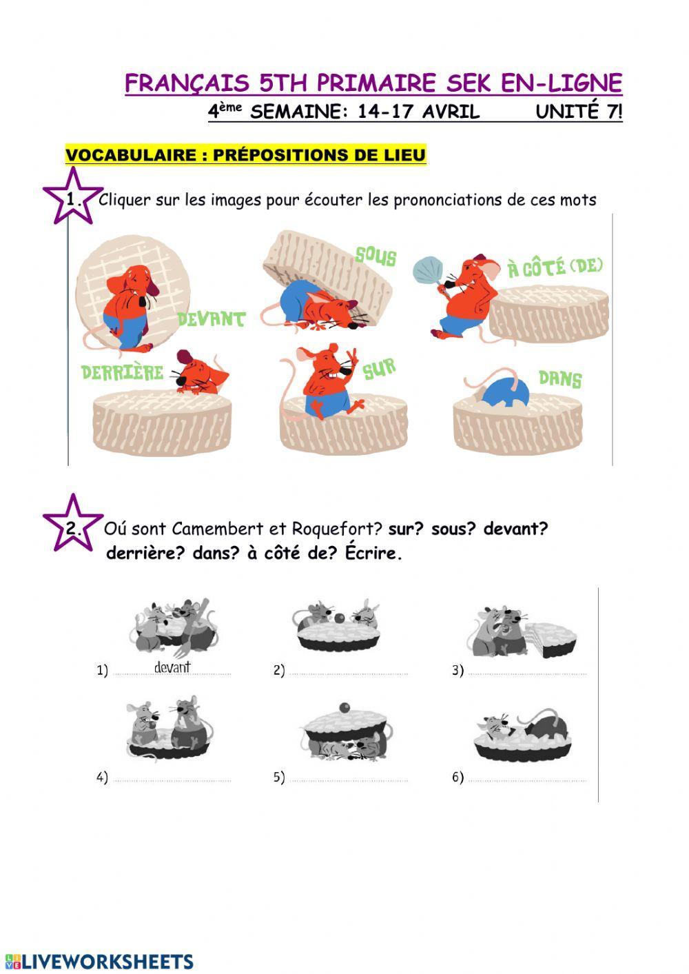 Prépositions de lieu