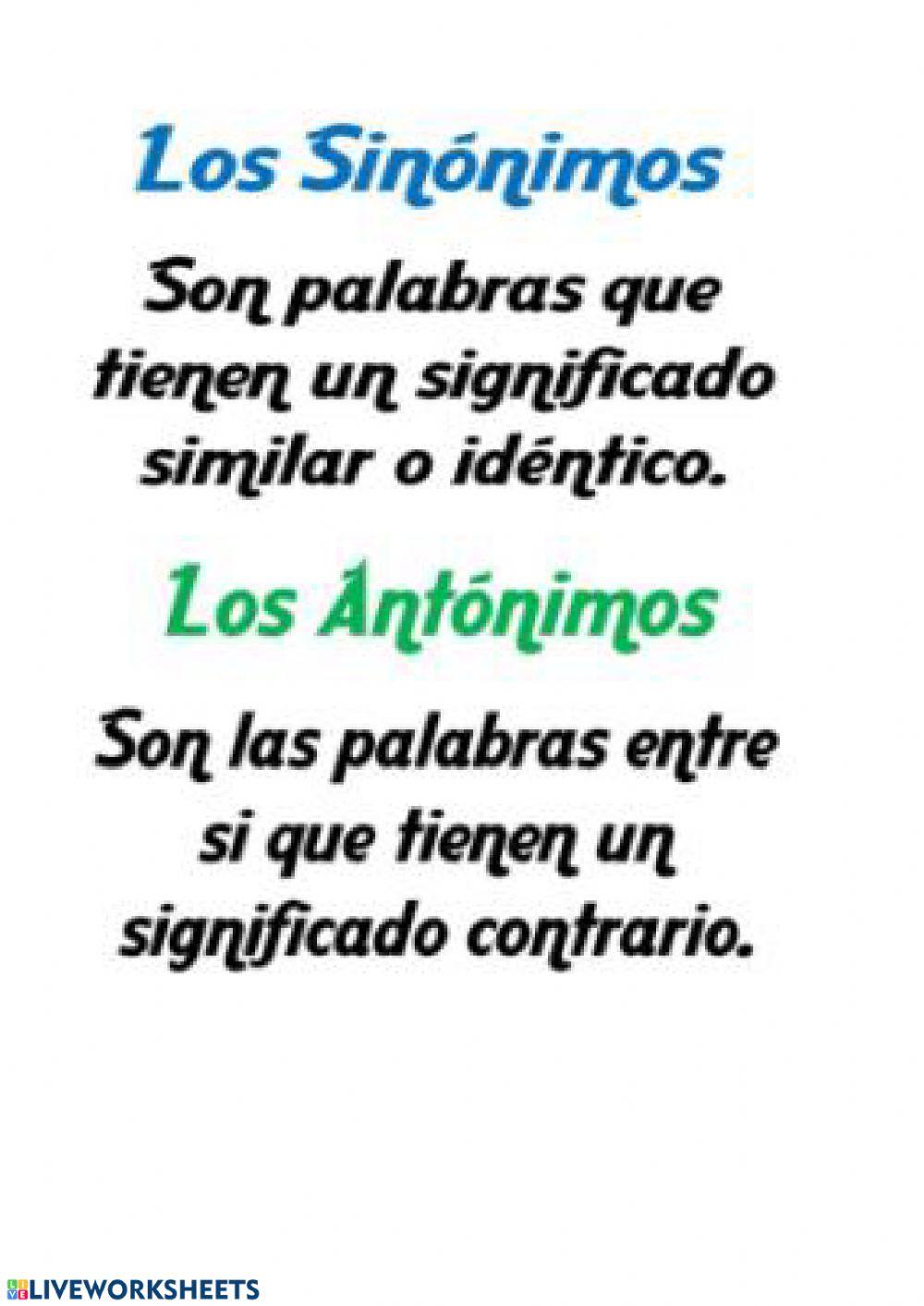 Sinónimos y antónimos