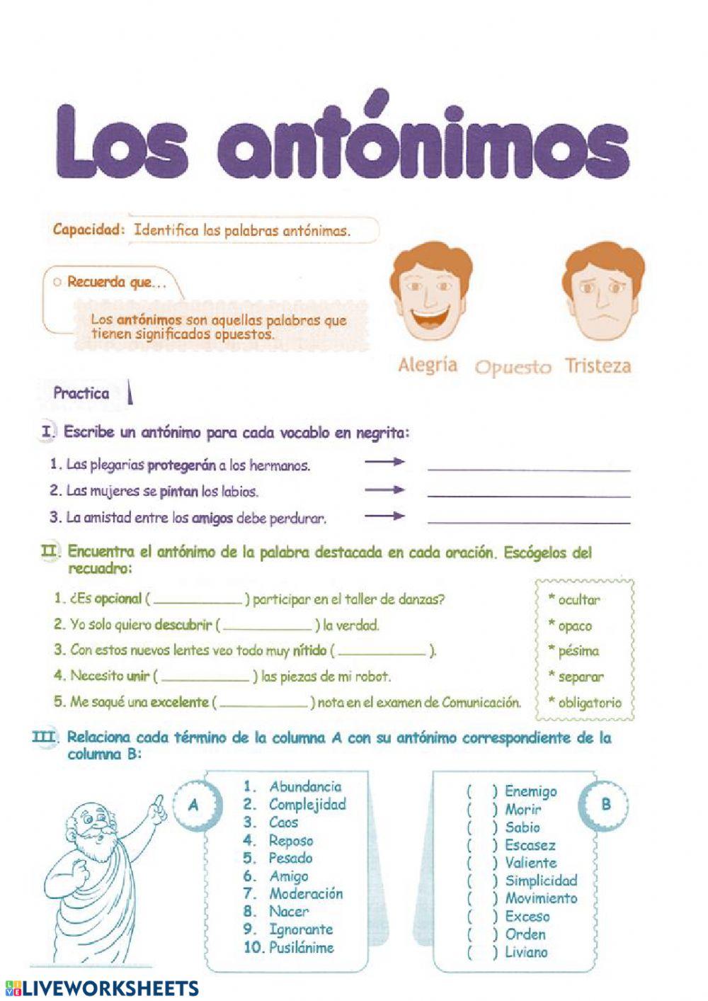 Sinónimos y antónimos