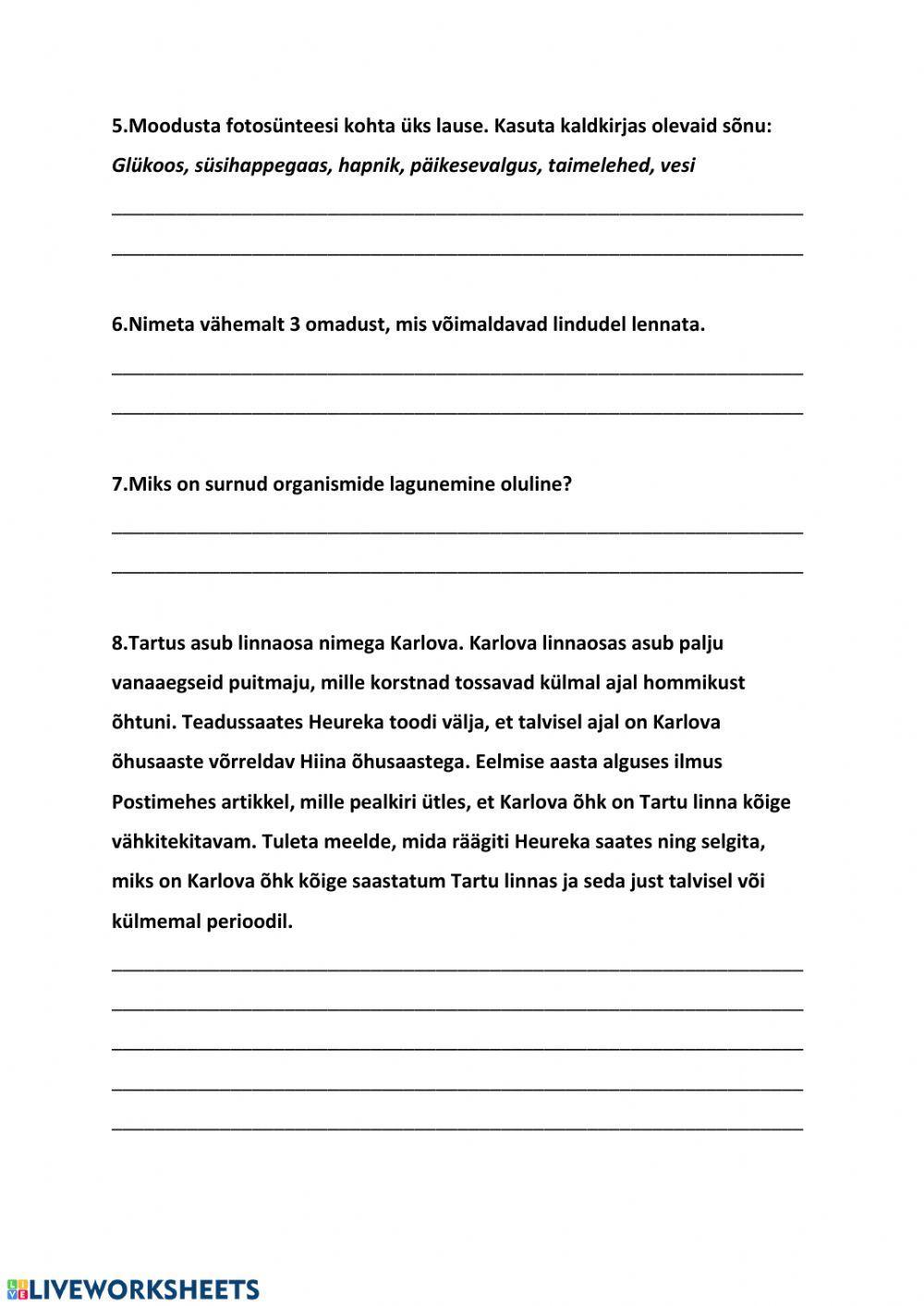 Hapnik. Õhk ning taimed ja loomad. Õhusaaste ja kaitse.