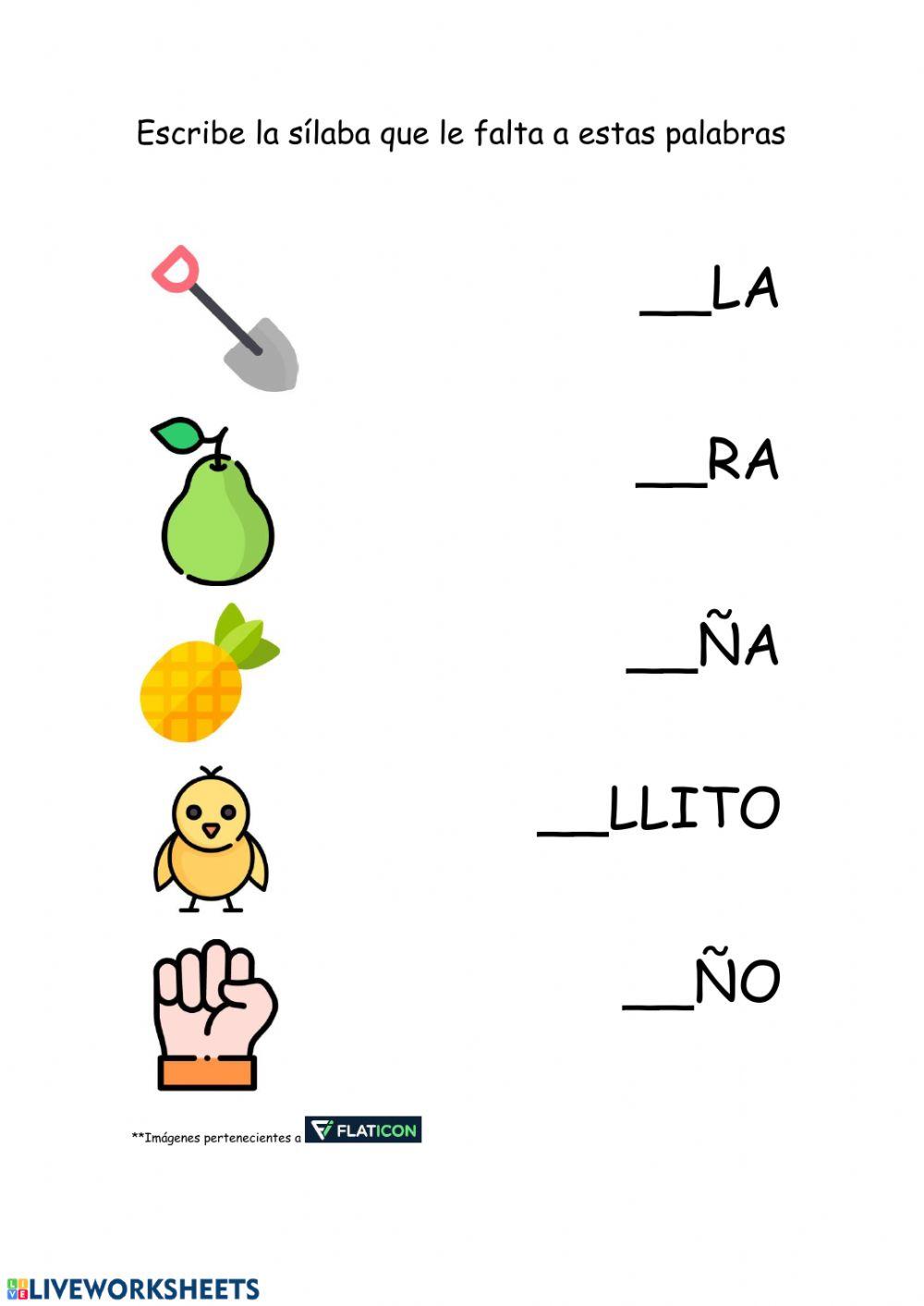 Completa con la sílaba que falta