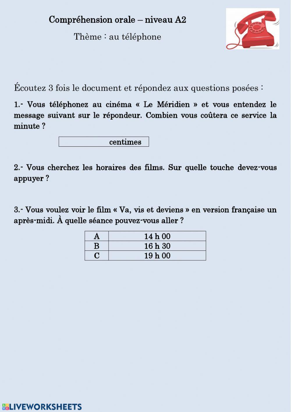 Compréhension orale A2 - Répondeur