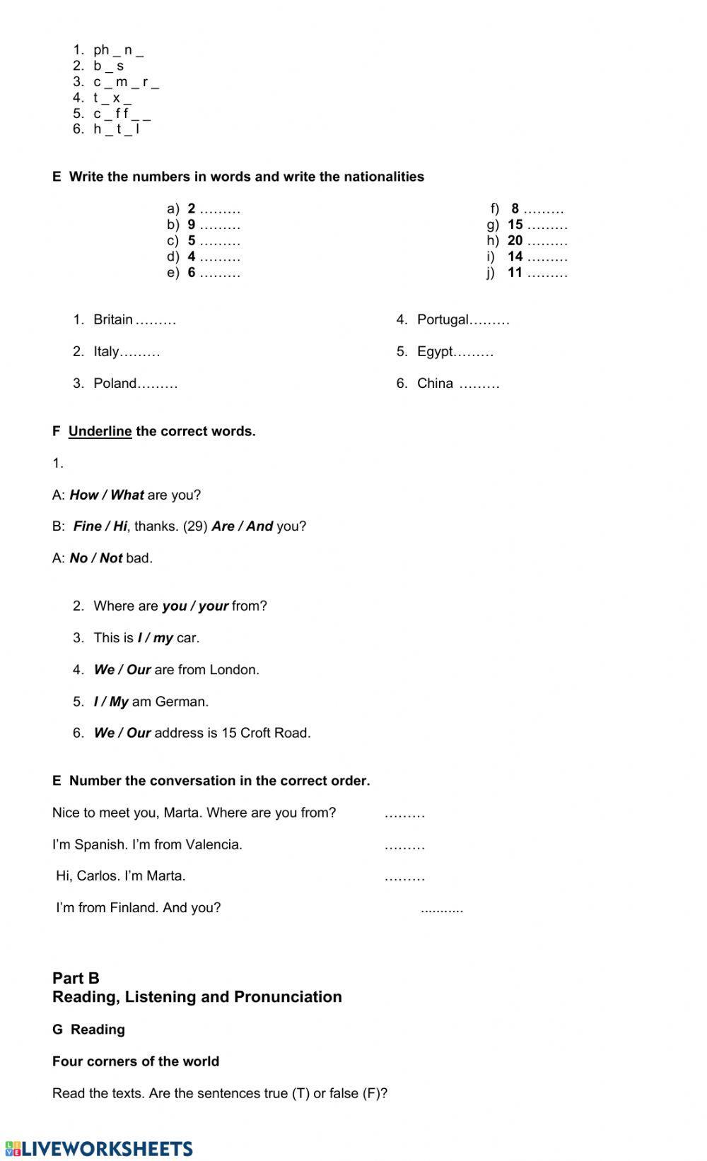 Unit 1 and 2 test global beginner