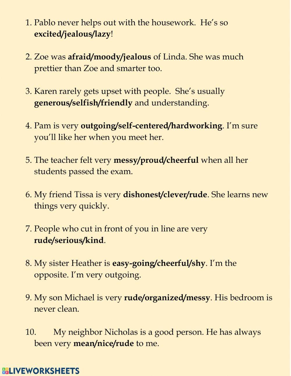 Personality Adjectives