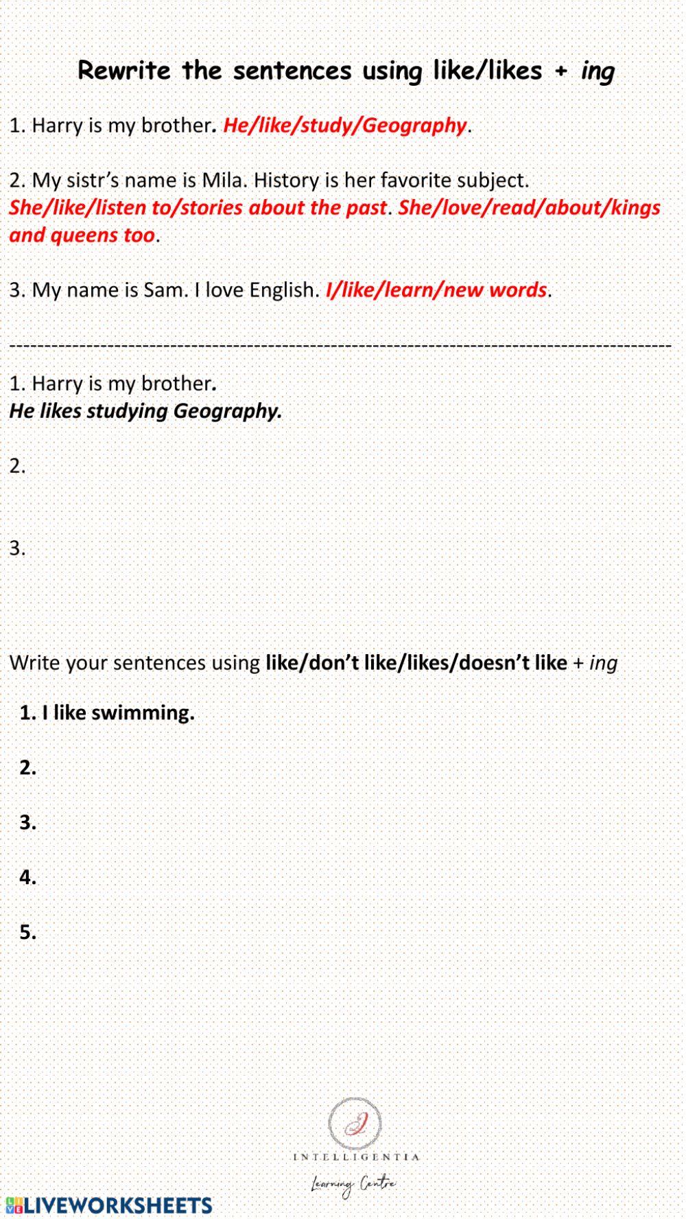 Likes-Dislikes worksheet | Live Worksheets