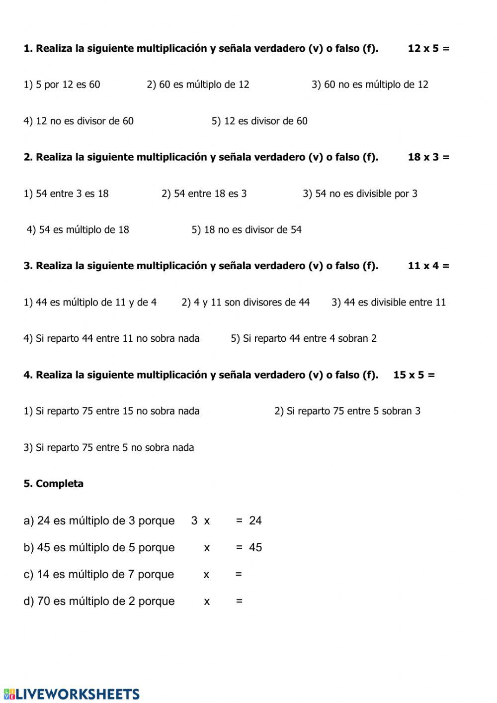 Múltiplos y divisores