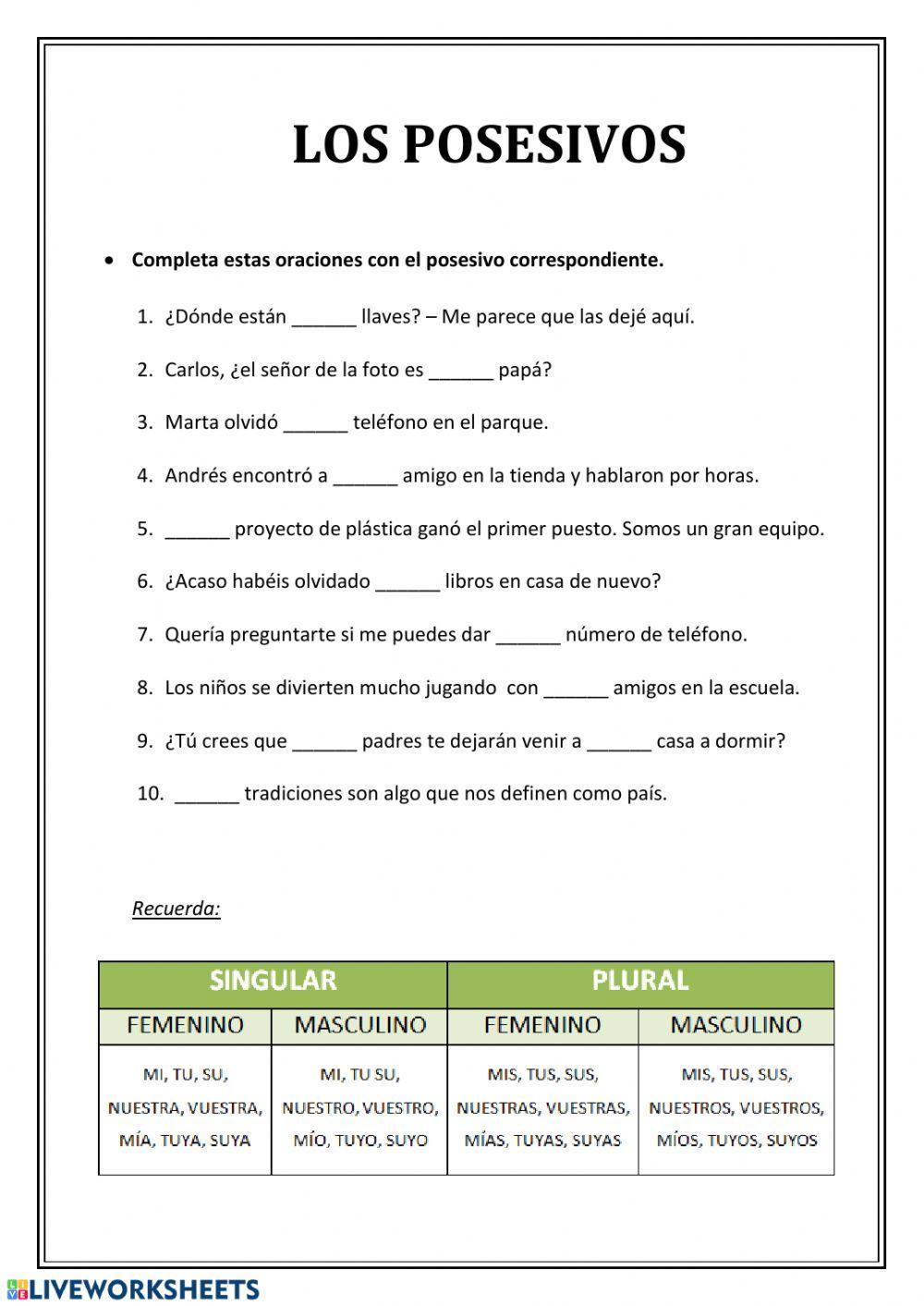 Los posesivos Los posesivos