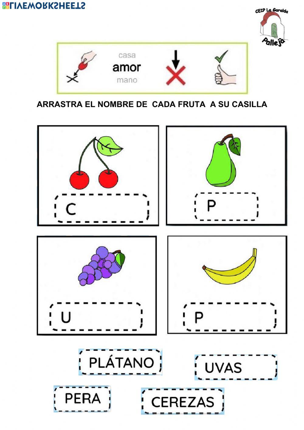 Relaciona nombres de fruta con su imagen