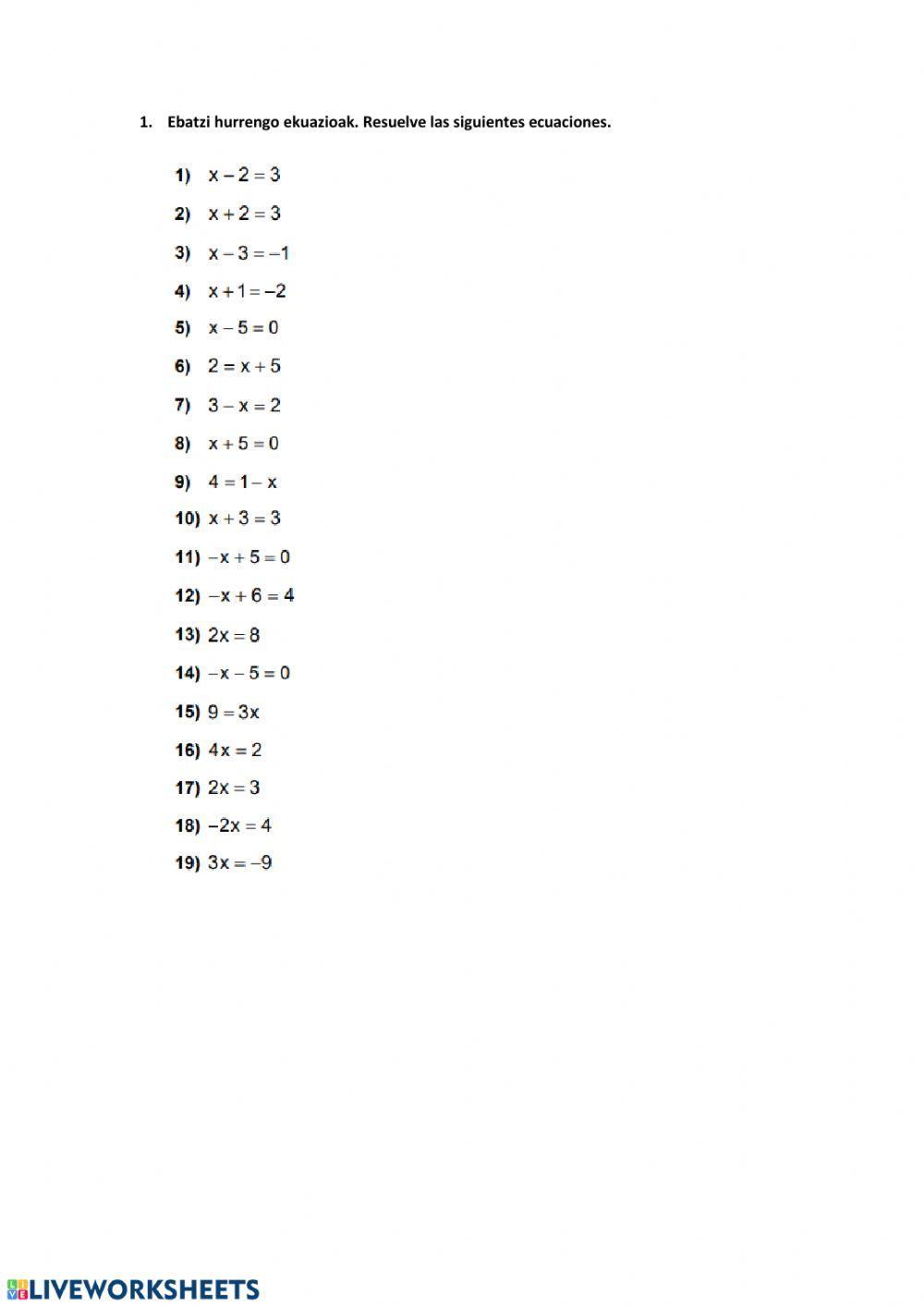 Lehen mailako ekuazioak