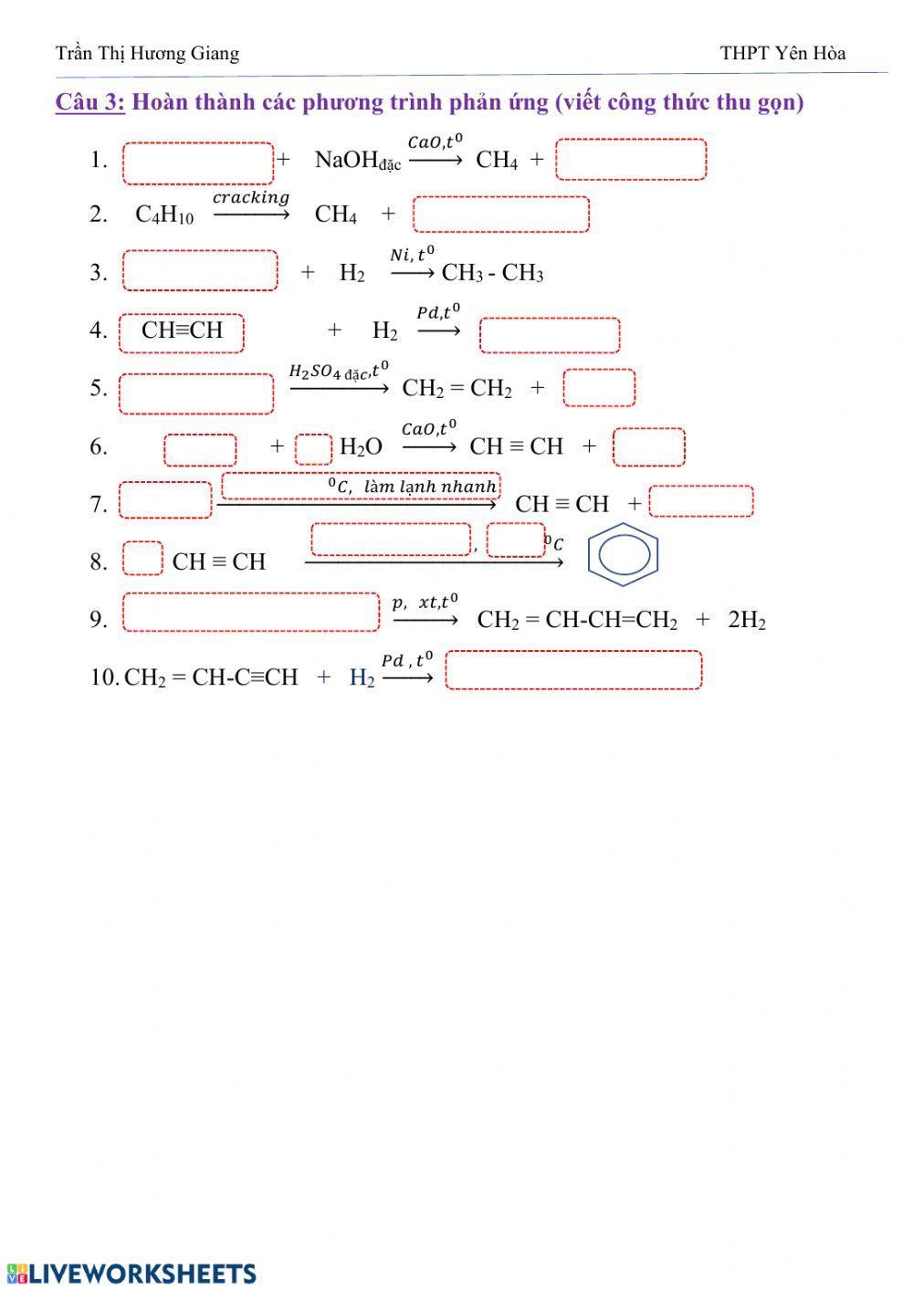 Ôn tập hidrocacbon: Cấu trúc, Điều chế, ứng dụng