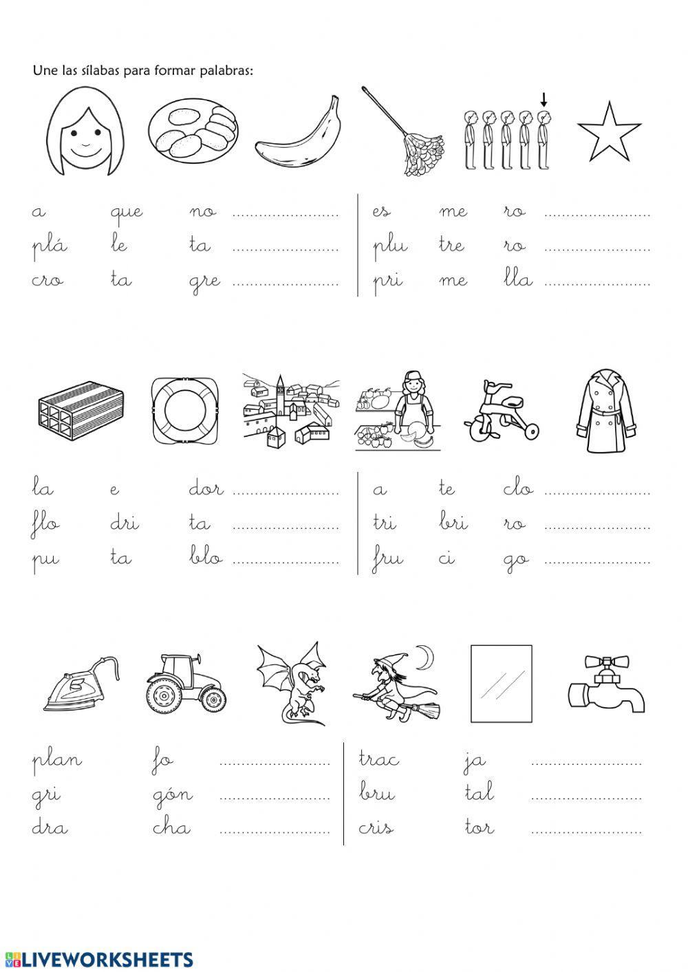 Unimos sílabas para formar palabras