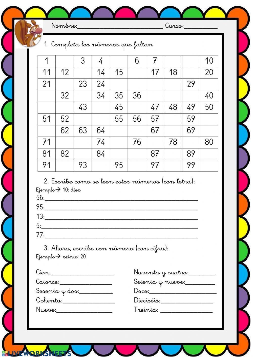 Numeración hasta 100 Numeración hasta 100