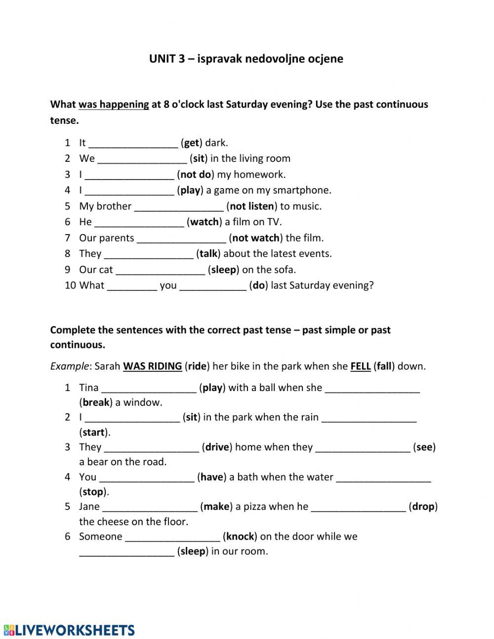 Unit 3 - past tenses