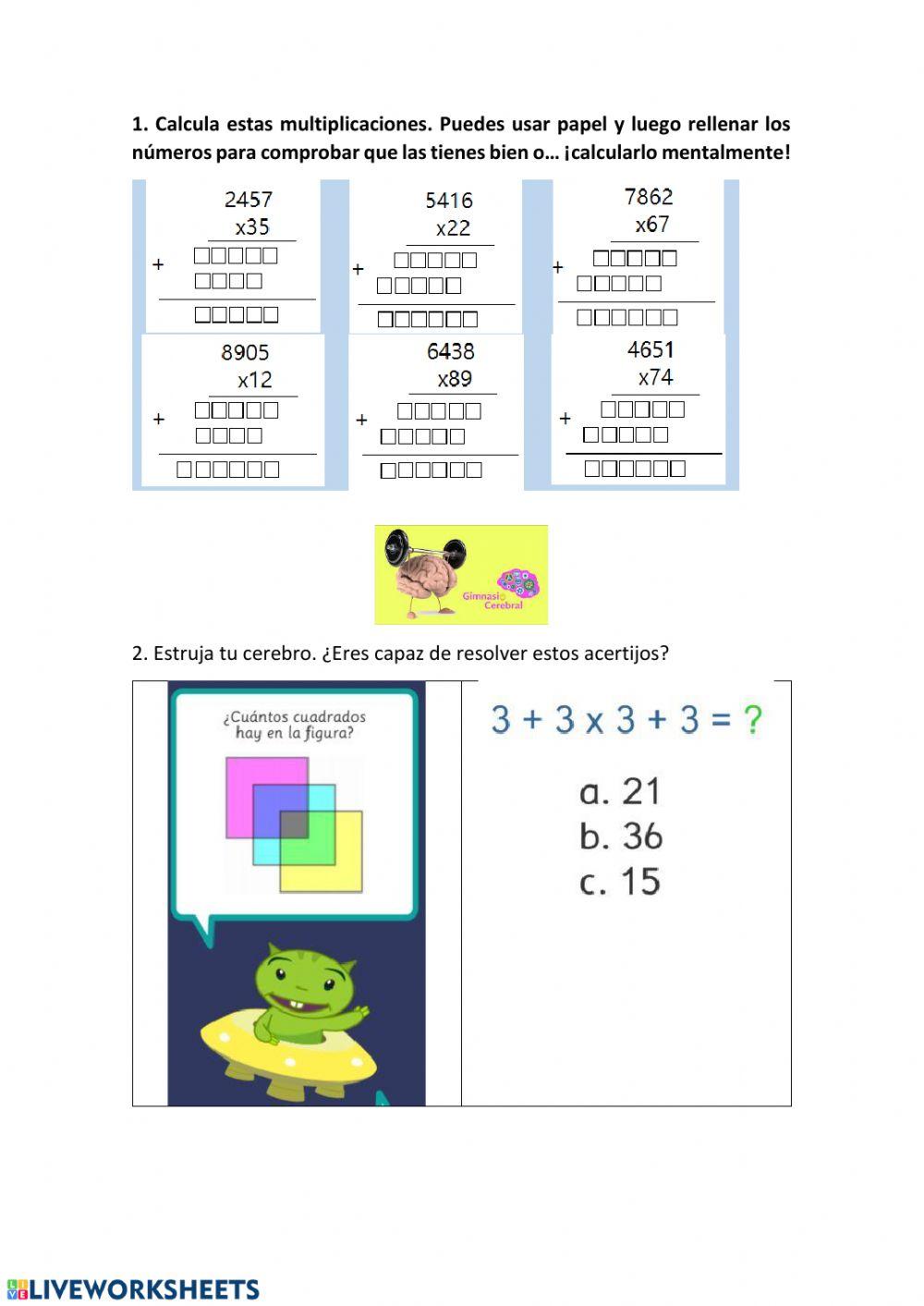 Multiplicaciones de dos cifras