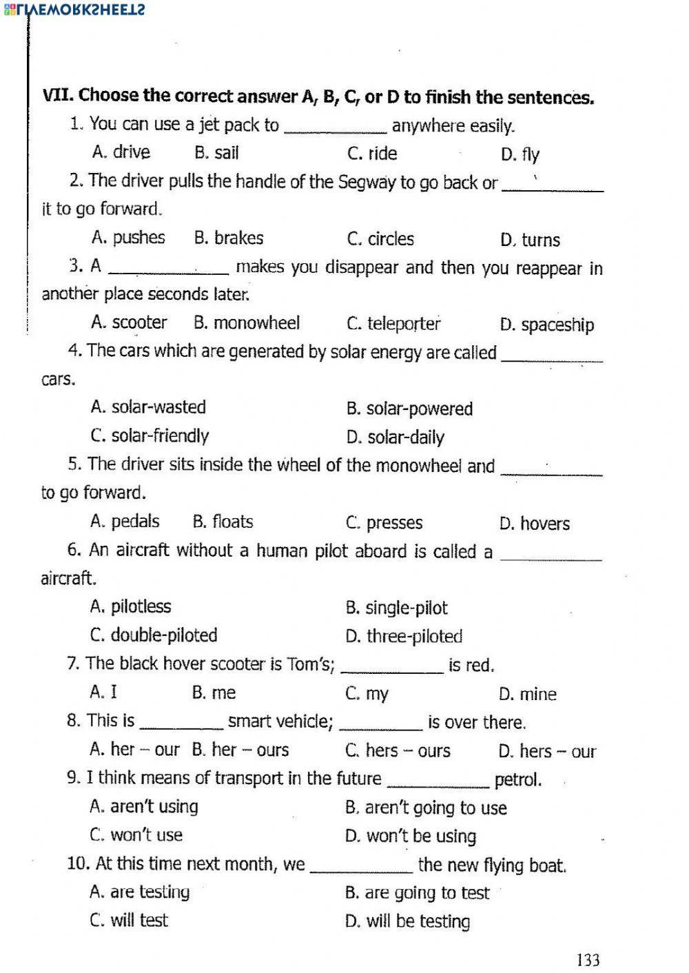 G7 - UNIT 11 - Travelling in the future
