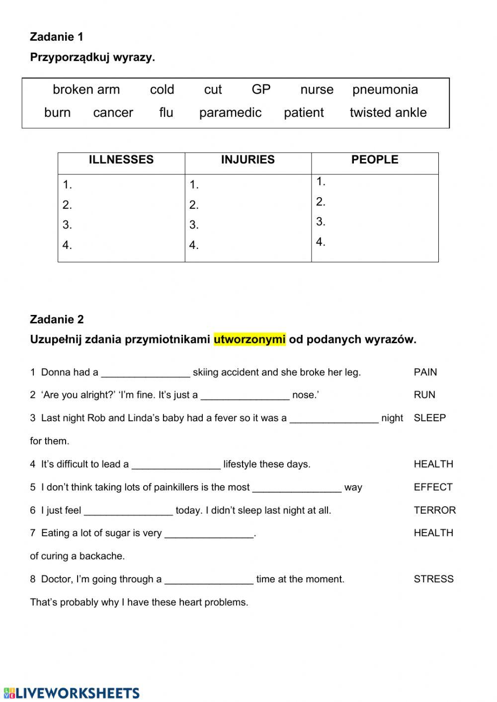 Health - vocabulary practice