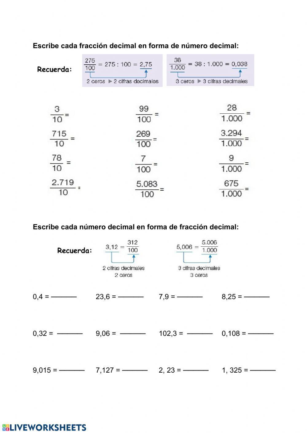 Fracciones decimales