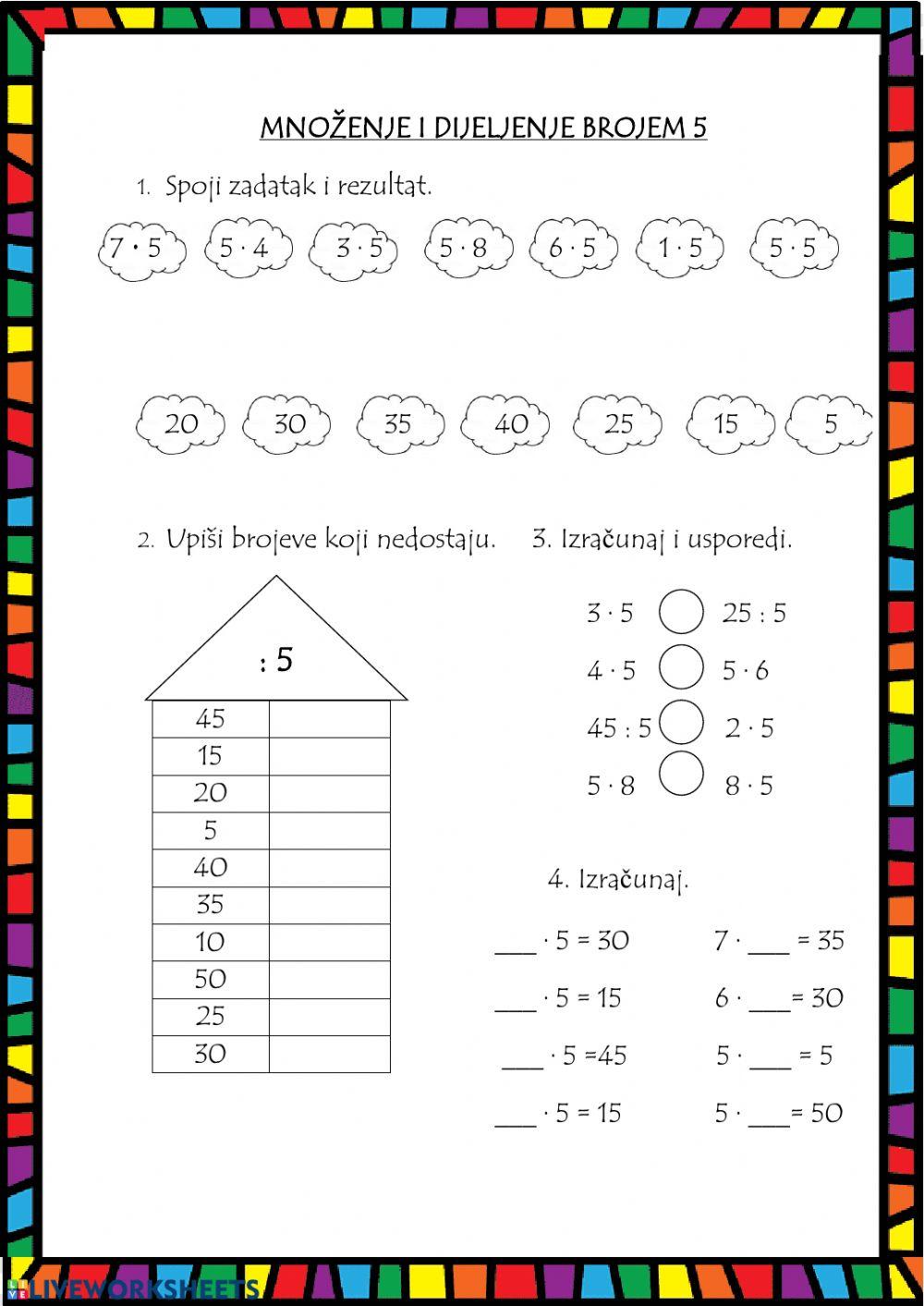Množenje i dijeljenje brojem 5
