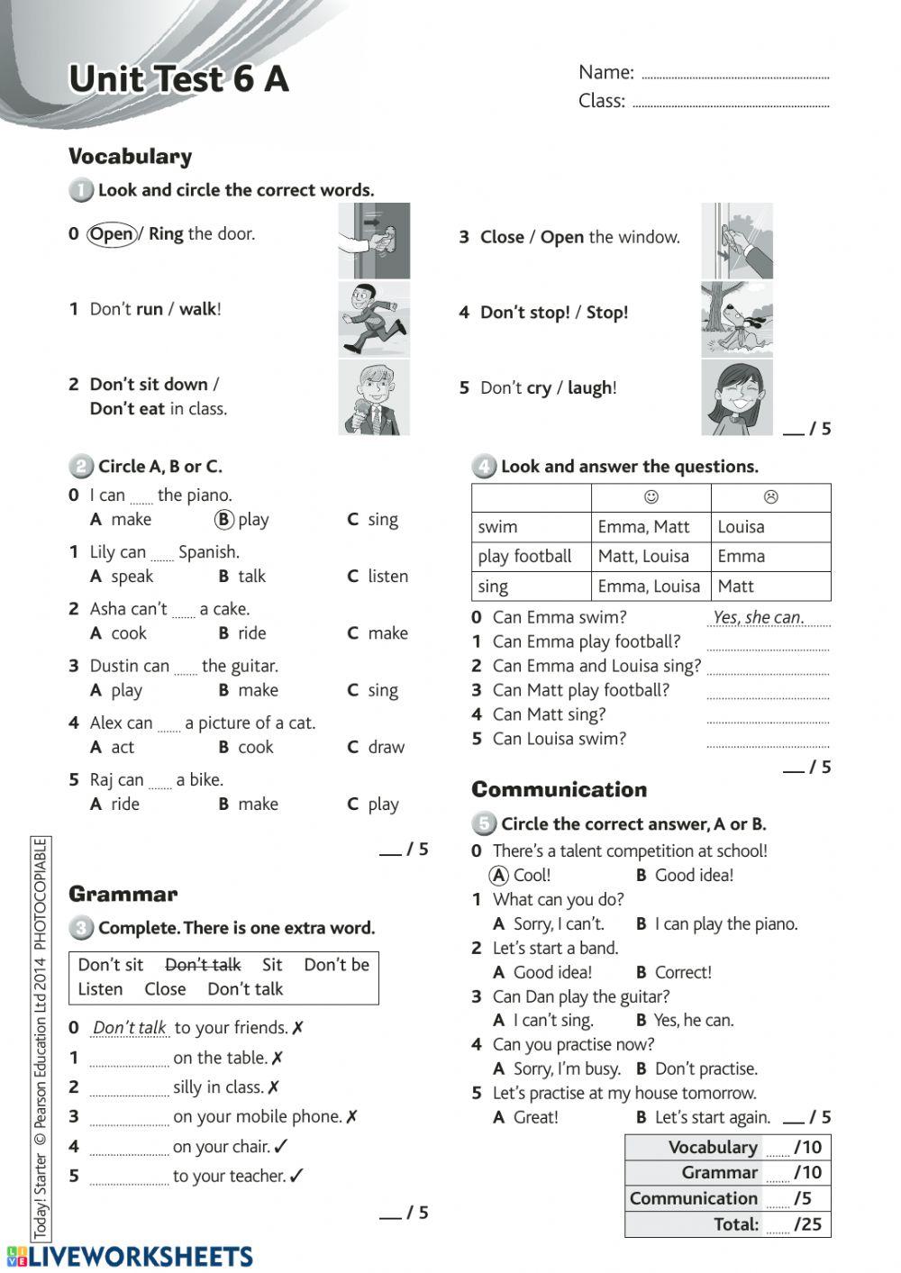 Today starter test unit 6
