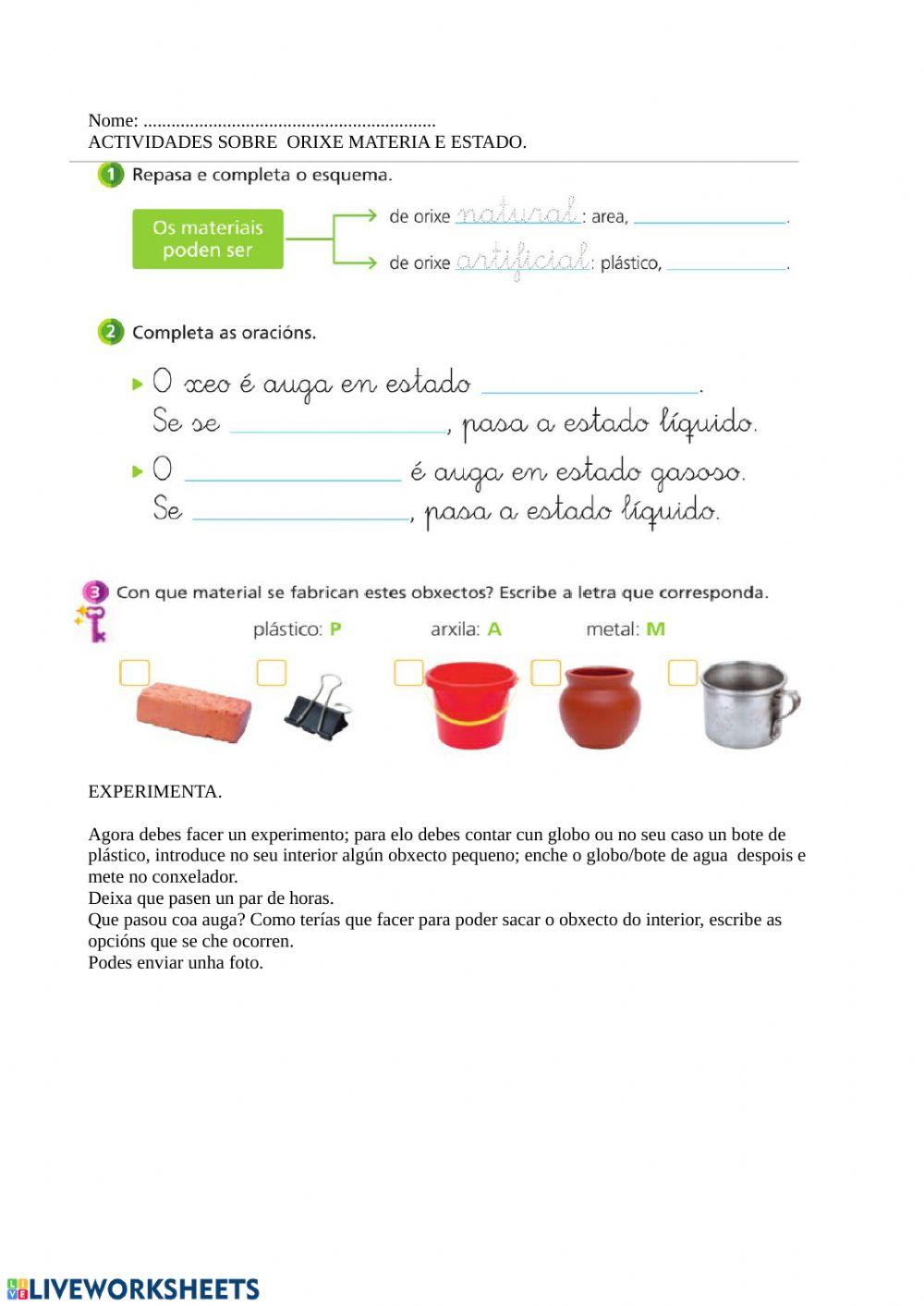 Orixe e estado materiais