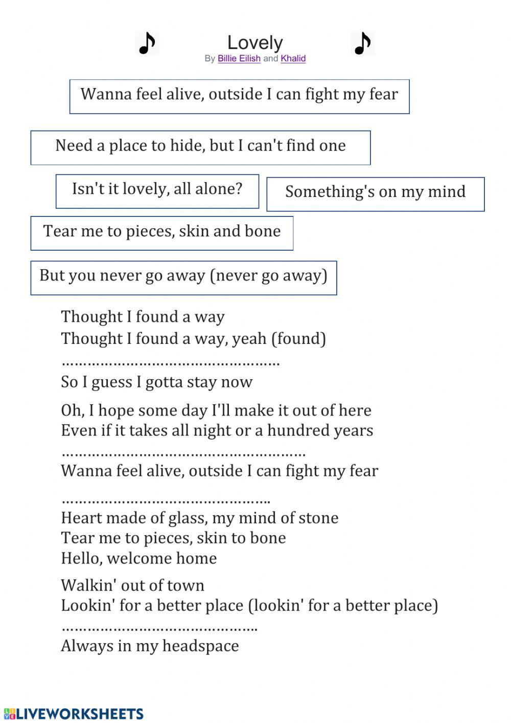 Lovely Lyrics worksheet