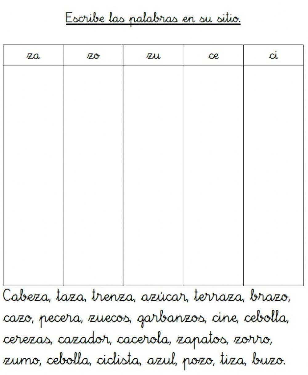 Ortografía de c y z