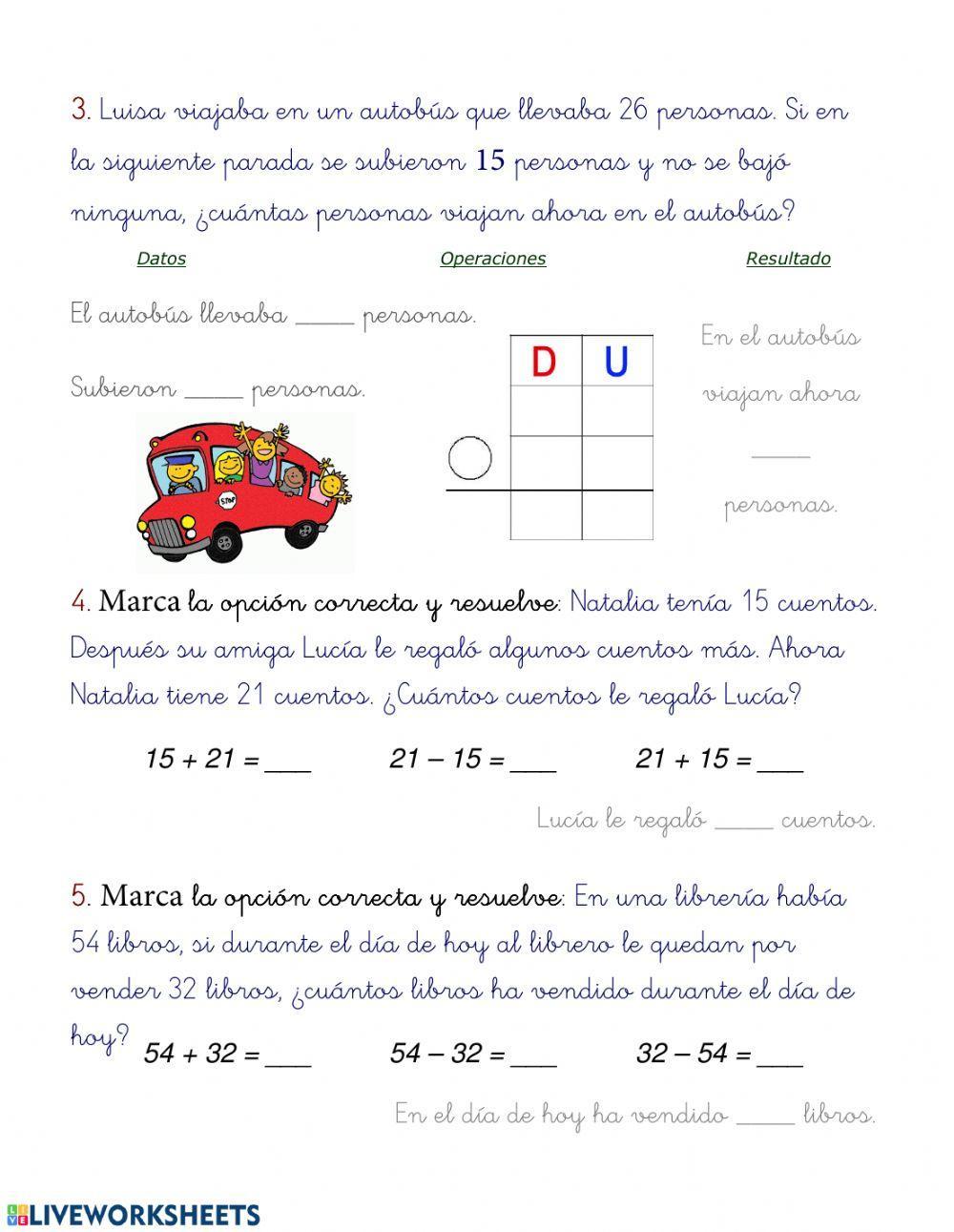 Problemas sumas y restas