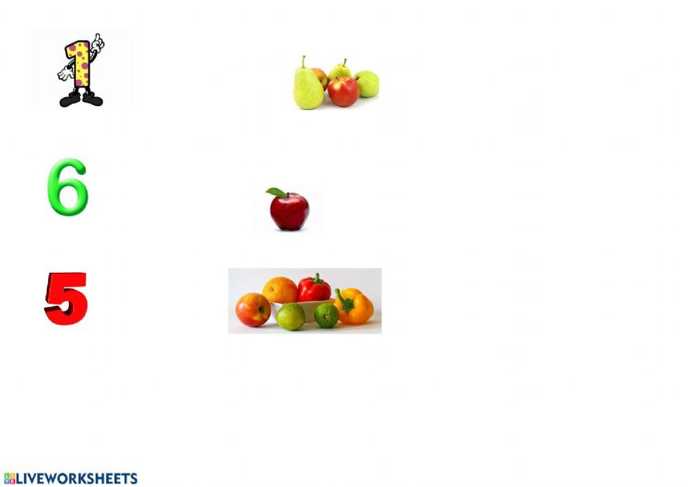 unir con flechas frutas hasta 6