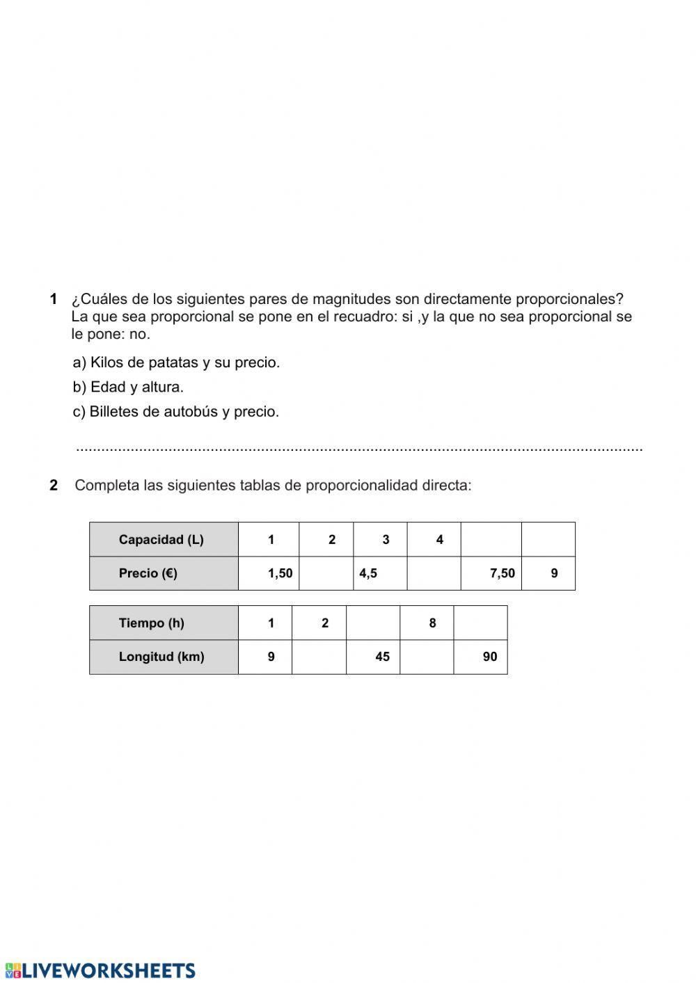 Magnitudes proporcionales
