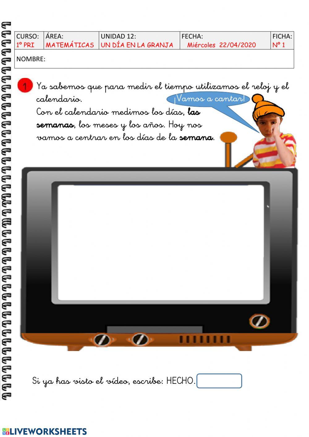 U12 Un día en la granja-Matemáticas ficha 2