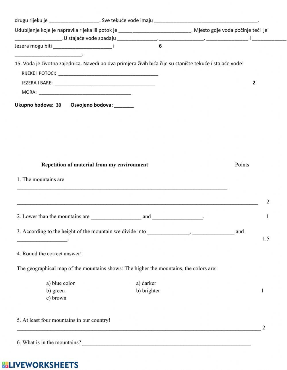 Pponavljanje gradiva iz moje okoline