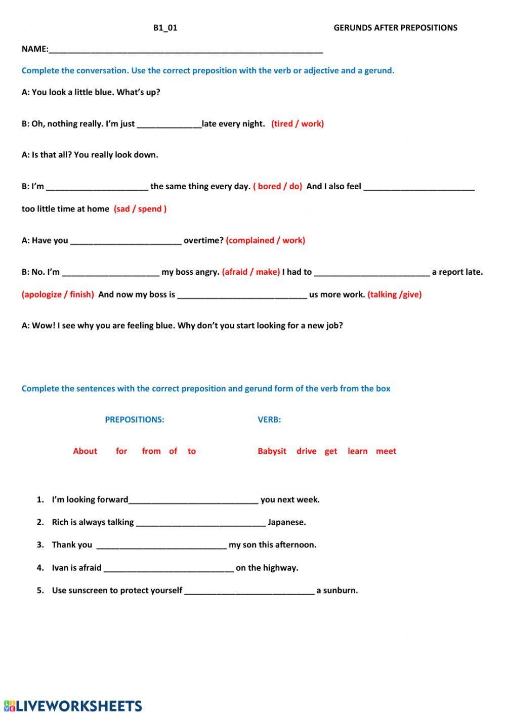 Gerunds after prepositions