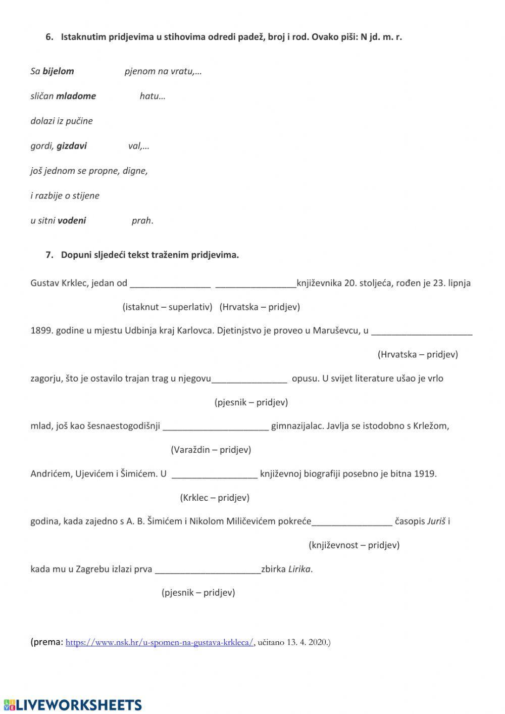 Sklonidba i stupnjevanje pridjeva
