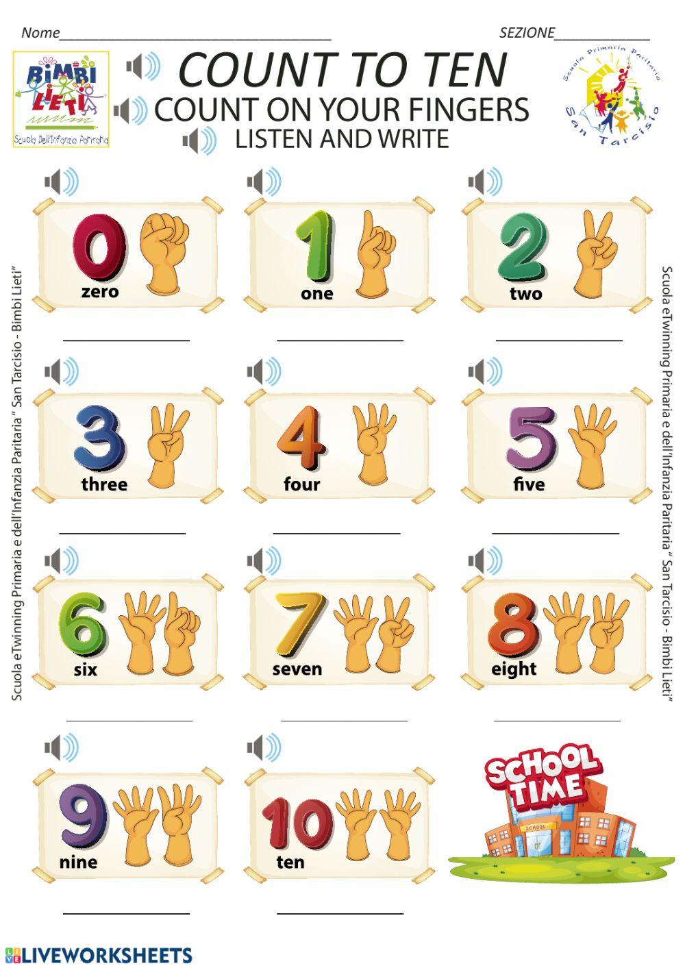 Count to ten - Scheda n. 2 kindergarten