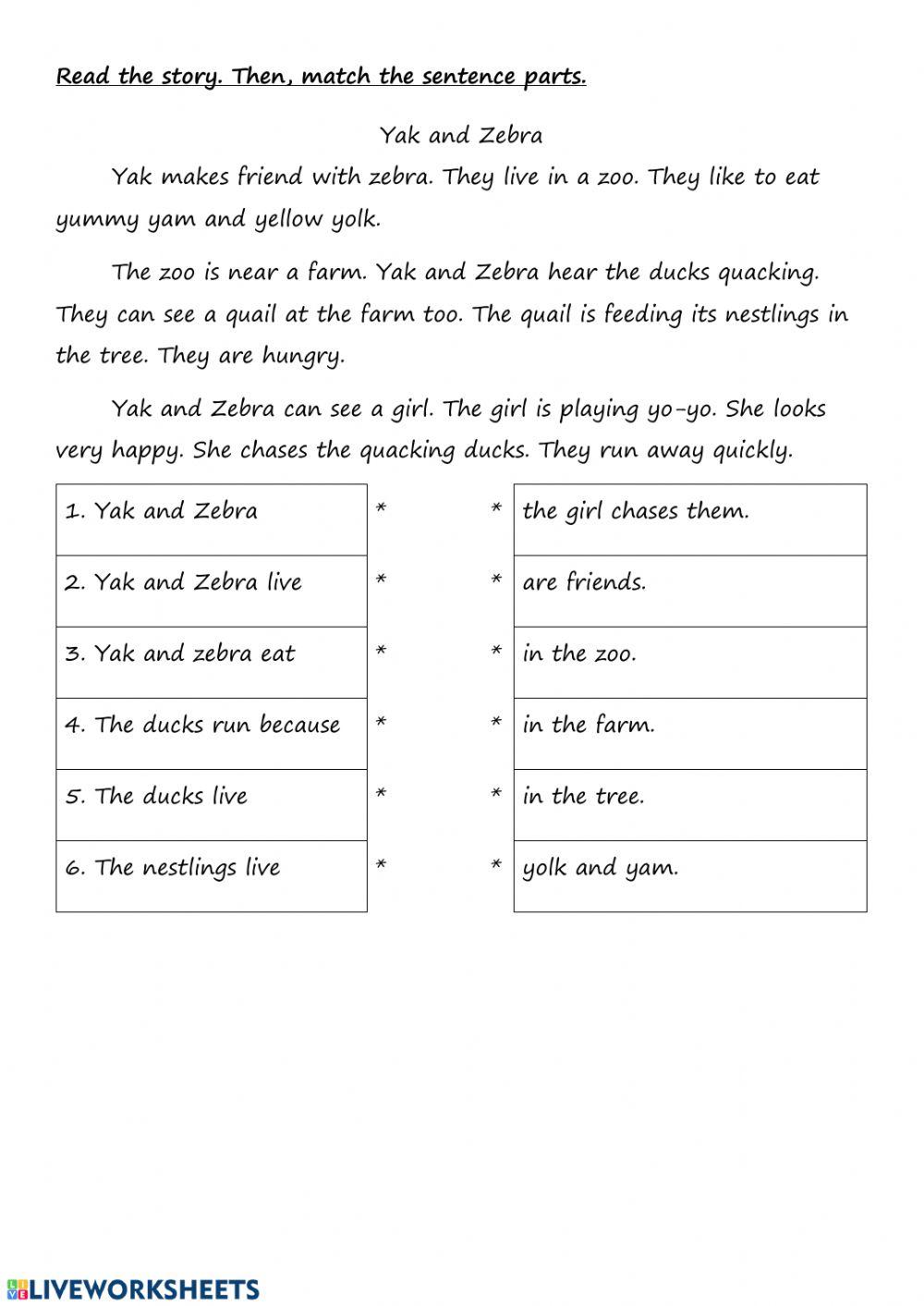 Match the sentence parts