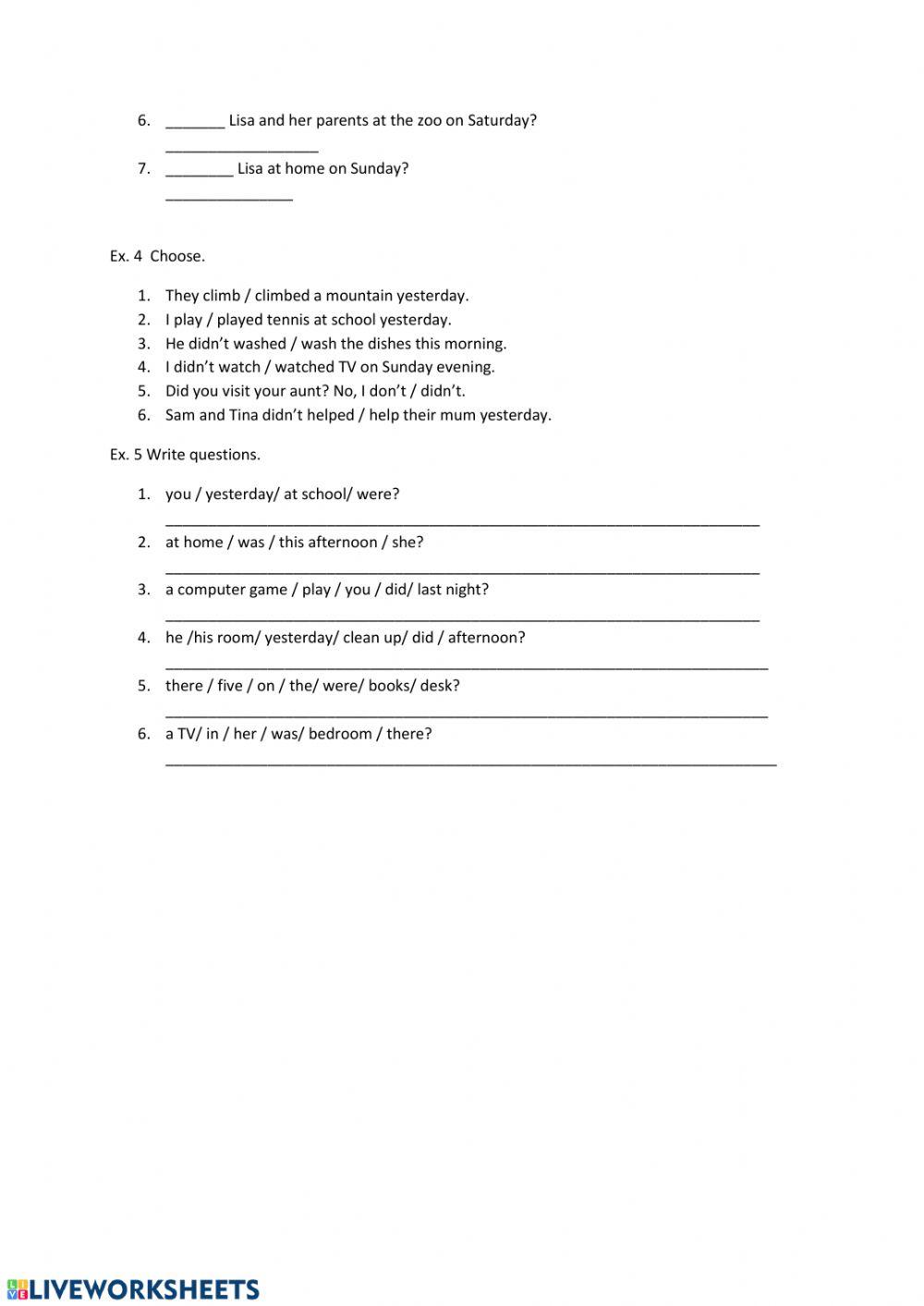 Past simple regular verbs review
