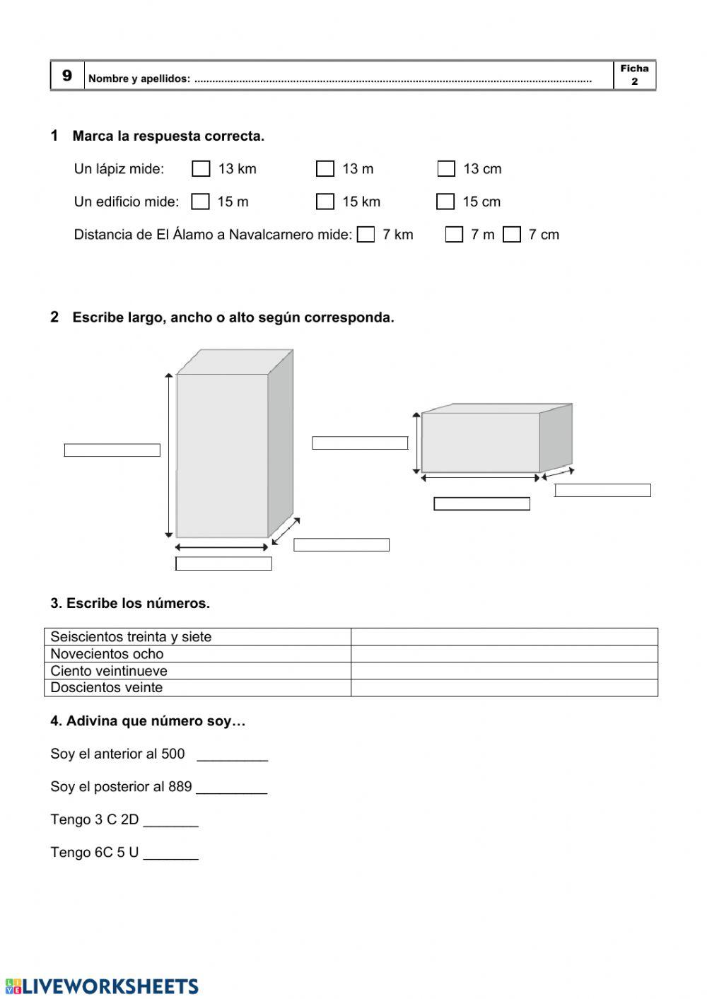 Evaluación Unidad 9 matemáticas 2º