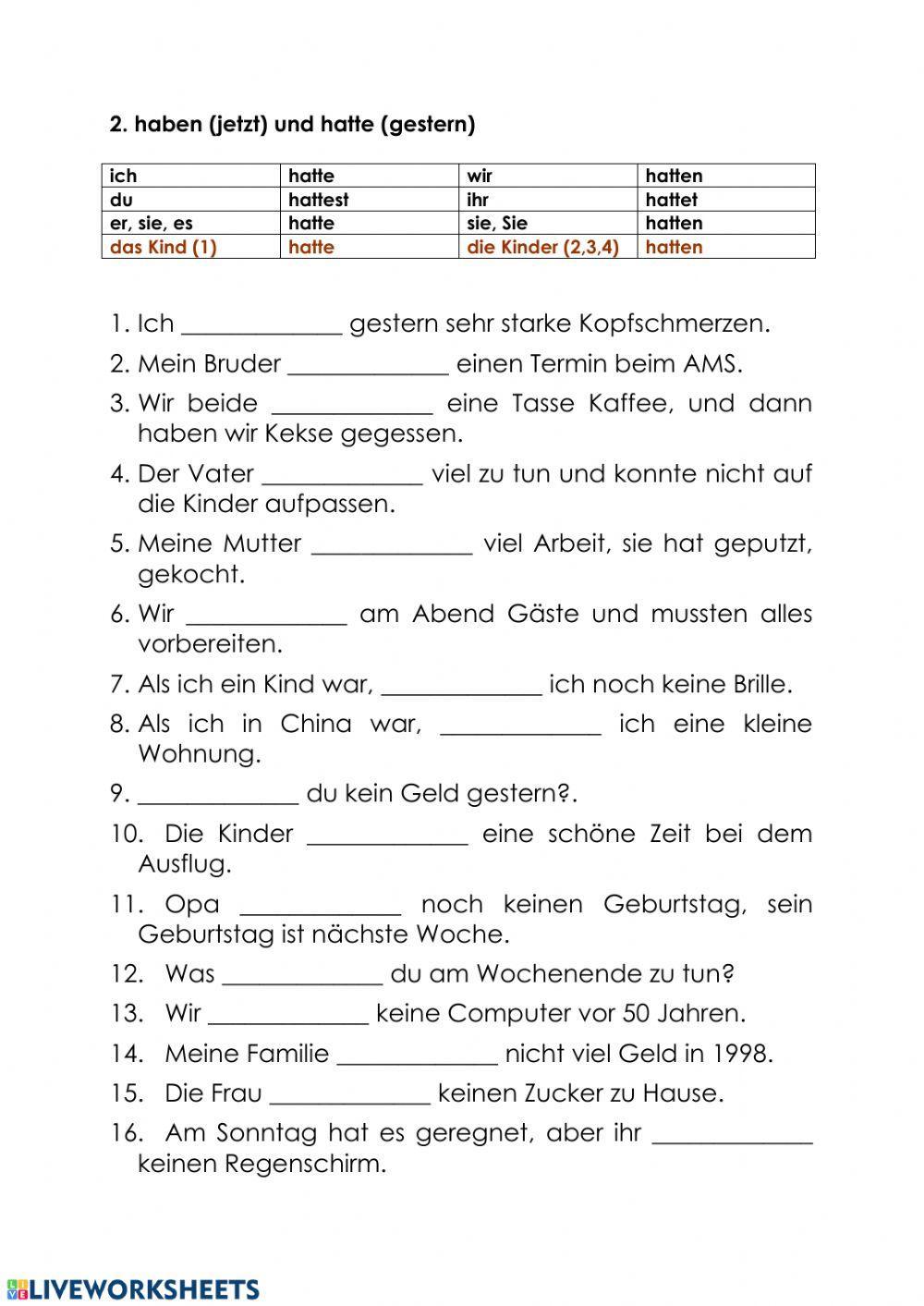 Prateritum sein und haben