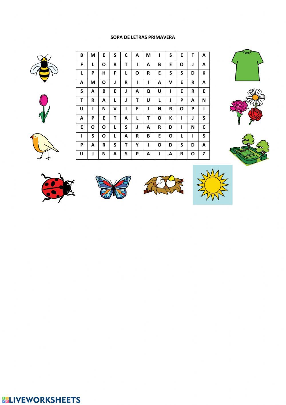 Sopa de letras primavera