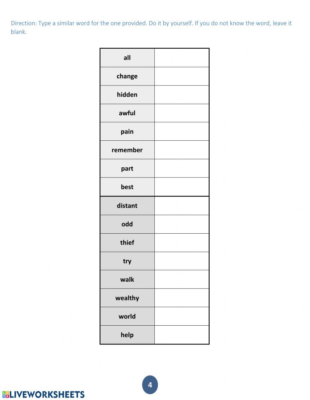 Synonym Sets 1 to 15